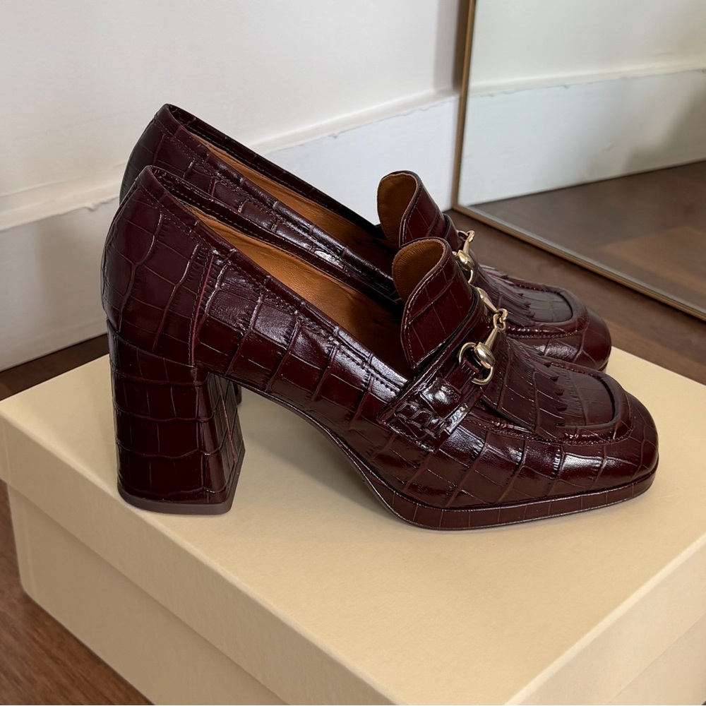 Sezane Julianne Loafers Brown Croco - Size 7 (38) - Picture 4 of 9